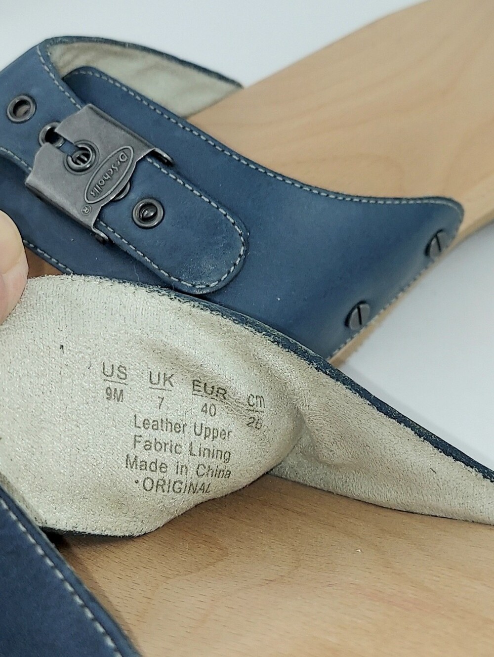 Dr. Scholl's Originals Blue Leather Clog Sandals 9 - Picture 9 of 12
